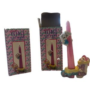 Vintage 1993 Candle Holder with Pink Candle